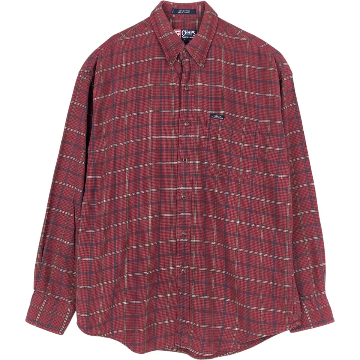 古着 ラルフローレン Ralph Lauren CHAPS チャップス 千鳥格子柄 長袖 ボタンダウン ライトネルチェックシャツ メンズL相当/eaa675652