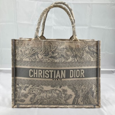 Christian Dior(クリスチャン・ディオール)ブックトート トワルドゥジュイ ミディアム トートバッグ グレー