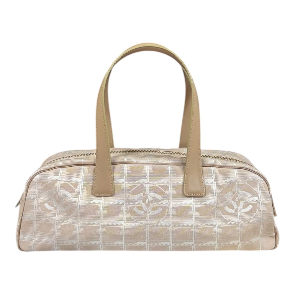 シャネル ミニボストンバッグ ニュートラベル ハンドバッグ ナイロンジャガード A15828 ベージュ レディース CHANEL 中古