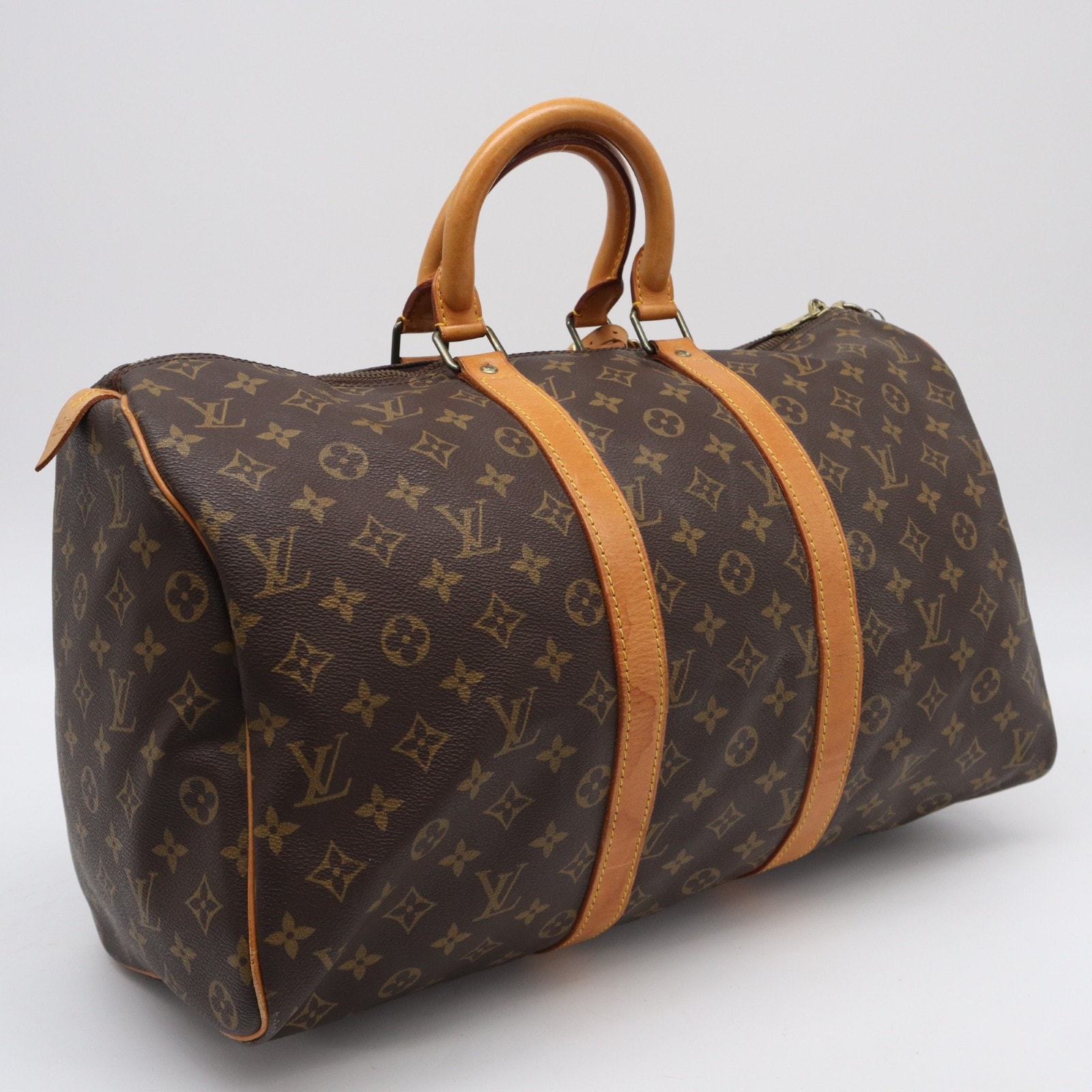 LOUIS VUITTON ルイ・ヴィトン モノグラム キーポル45 M41428 ボストンバッグ ブラウン コーティングキャンバス レザー レディース