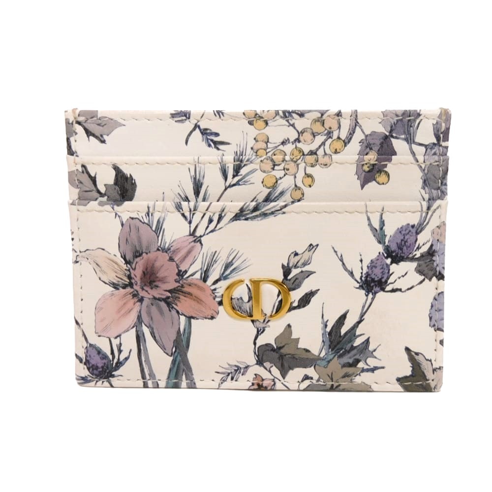 Dior ディオール カロ フリージア カードホルダー 現行 パープル パスケース 名刺入れ 日本限定 CDロゴ メタル ラテホワイト カードケース S5130USQI_M933