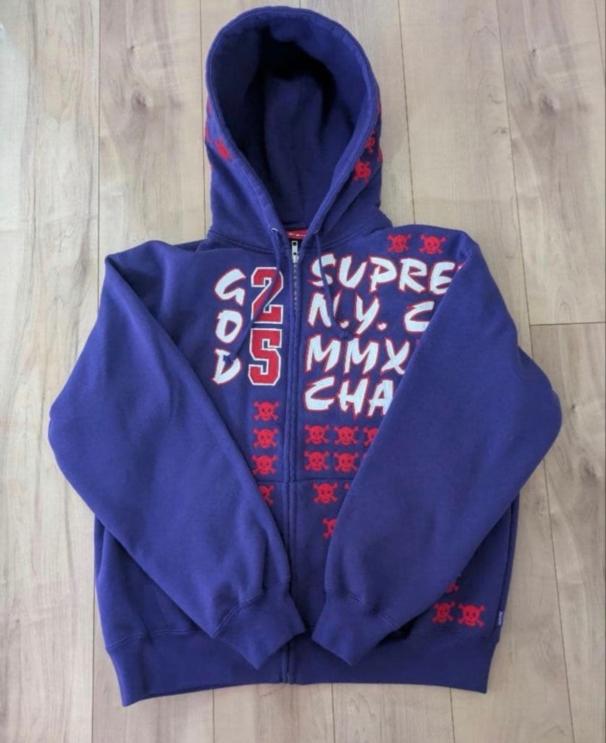 Supreme League Champs Zip Up Hooded Sweatshirt "Purple"
