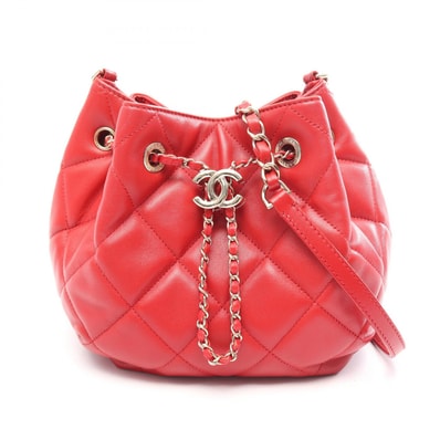 シャネル CHANEL マトラッセ ショルダーバッグ バッグ ラムスキン(羊革) レディース レッド系 AS1801 【中古】