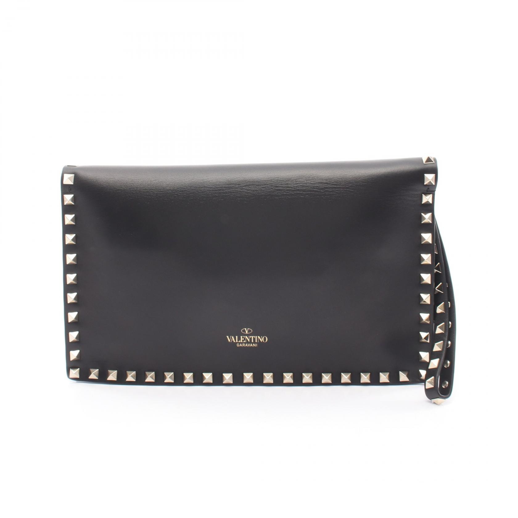ヴァレンチノ Valentino ロックスタッズ セカンドバッグ クラッチバッグ バッグ レザー レディース ブラック系 ZW2B0399NBD 【中古】