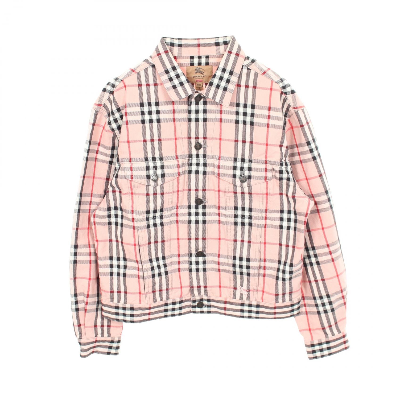 シュプリーム Supreme Supreme × BURBERRY Denim Trucker Jacket チェック デニムジャケット 衣料品 アウター コットン メンズ ピンク系 / マルチカラー 【中古】