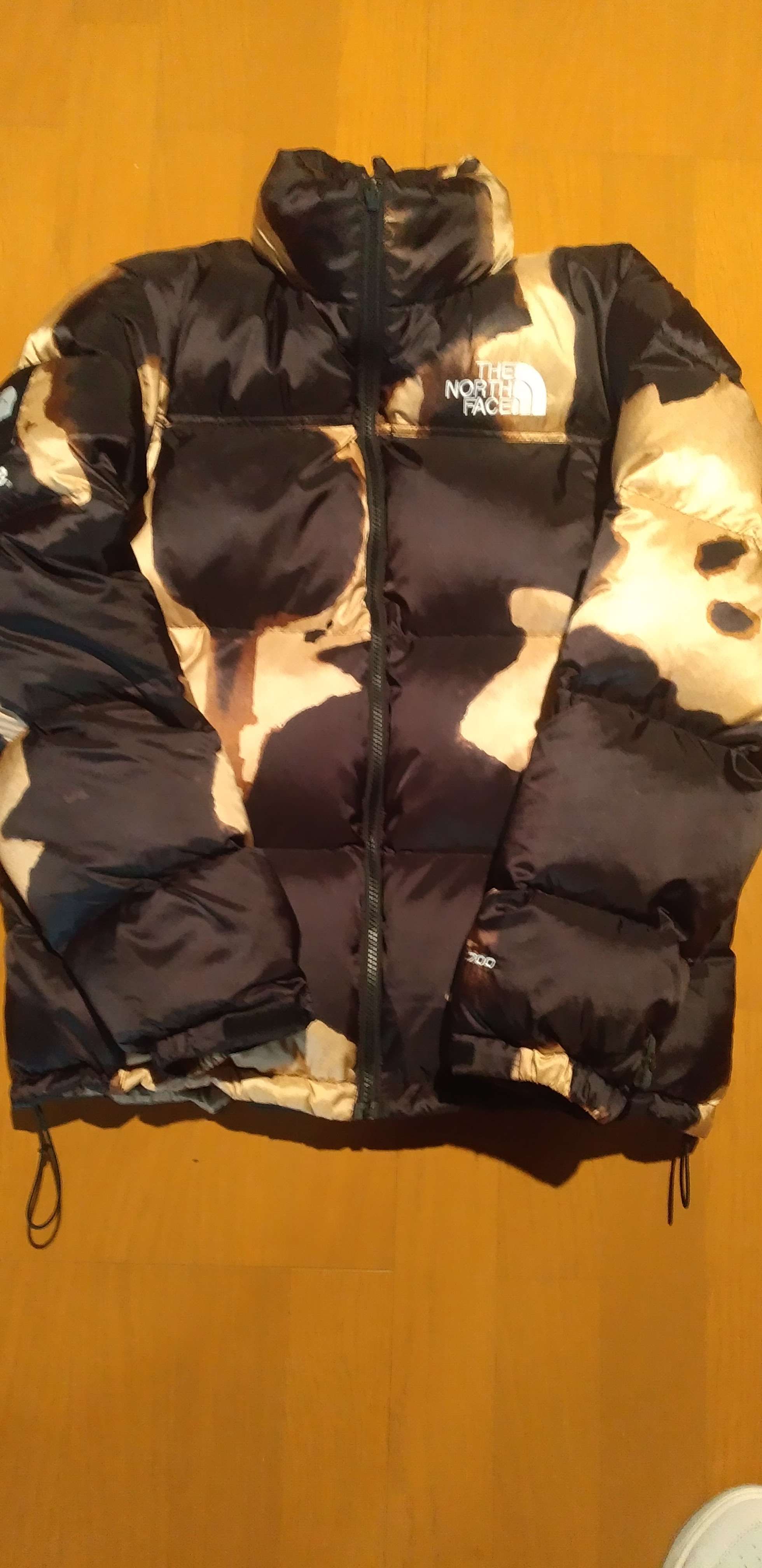 Supreme x The North Face Bleached Denim Print Nuptse Jacket "Black"