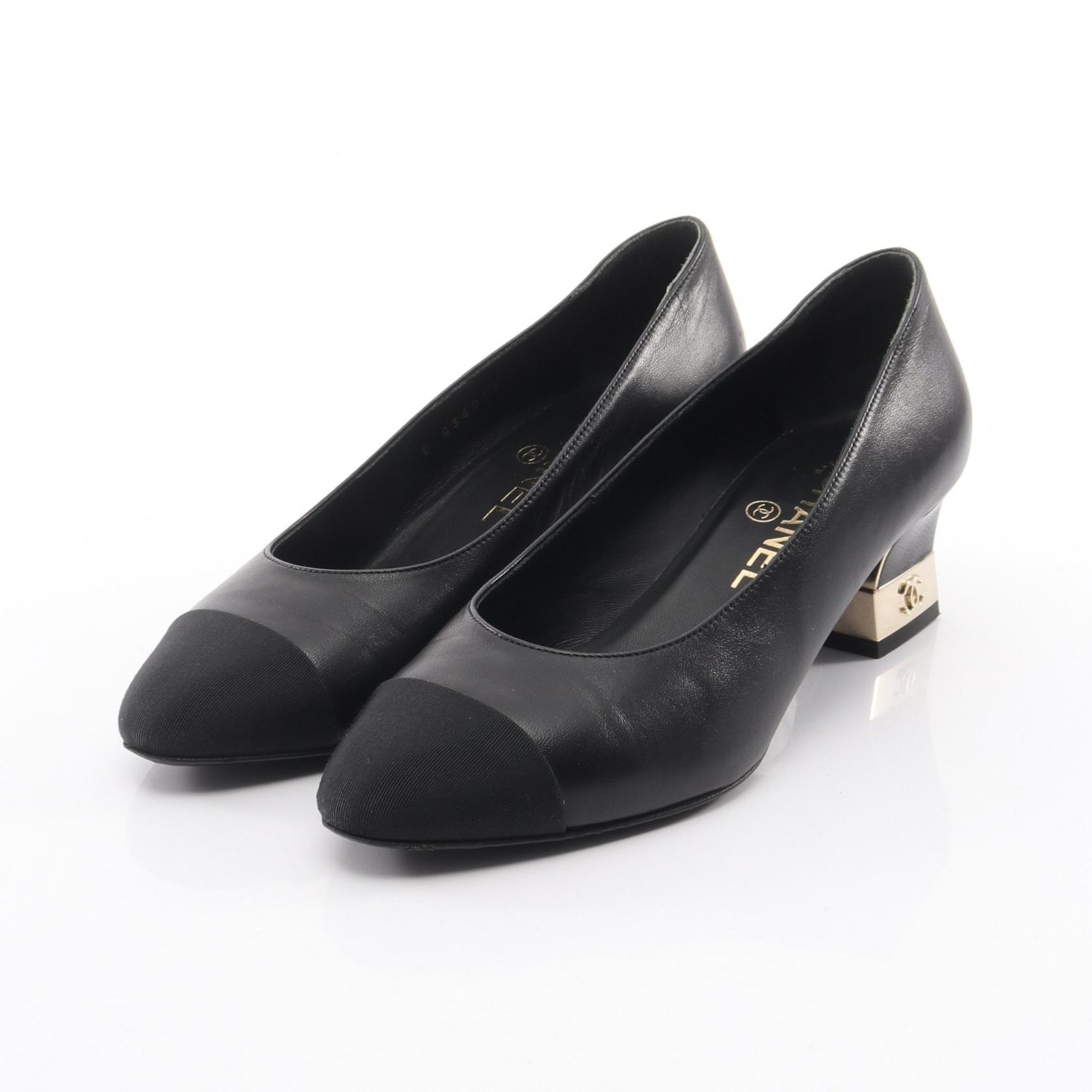 シャネル CHANEL ココマーク パンプス 靴 レザー レディース ブラック系 G36077 【中古】