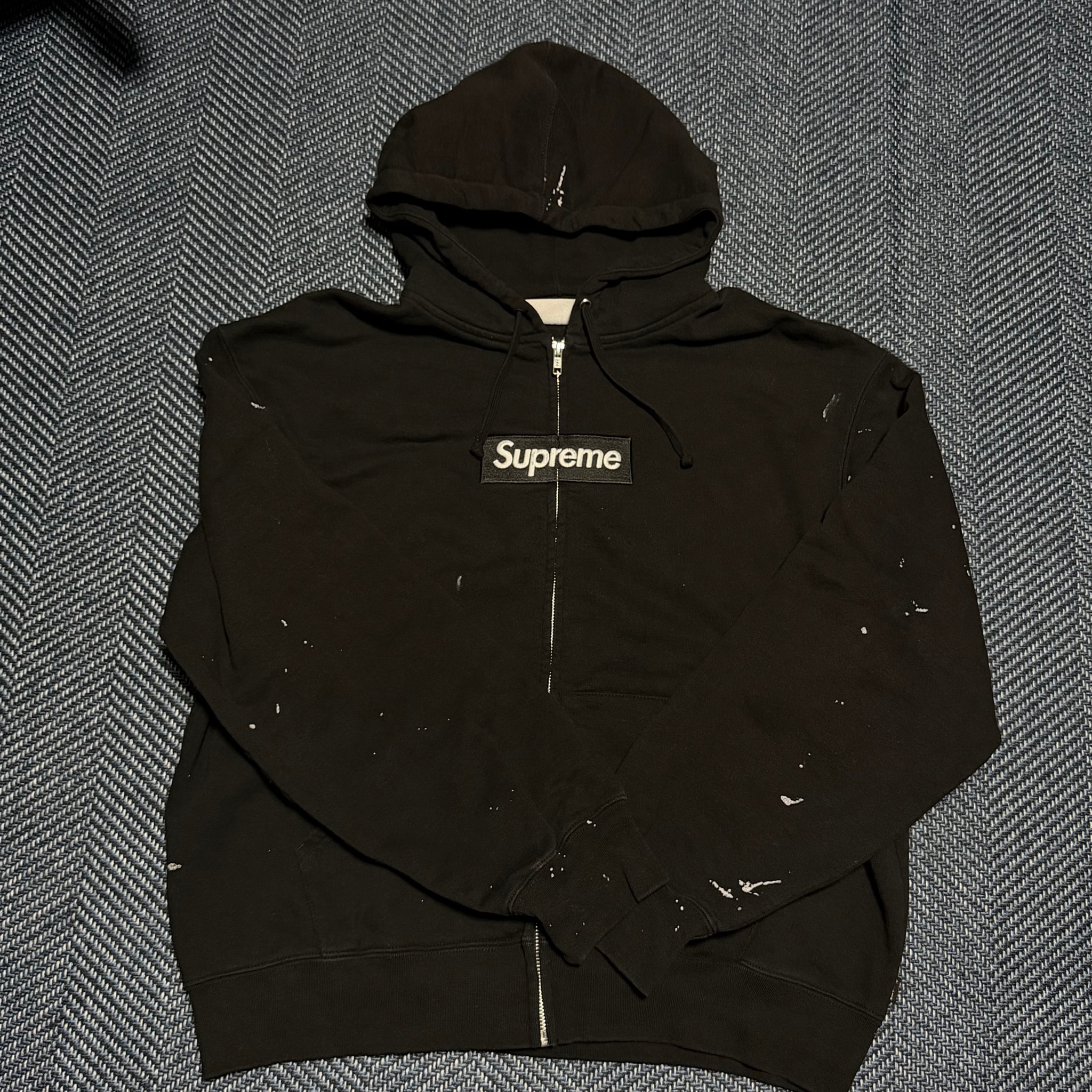 Supreme x MM6 Maison Margiela Box Logo Zip Up Hooded Sweatshirt "Black"