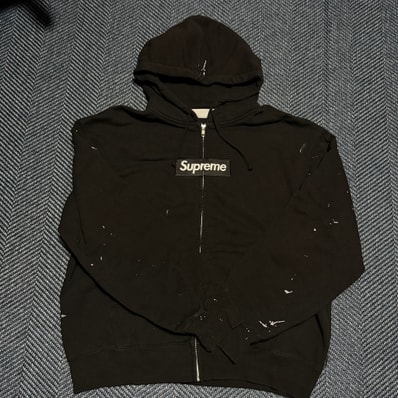 Supreme x MM6 Maison Margiela Box Logo Zip Up Hooded Sweatshirt "Black"