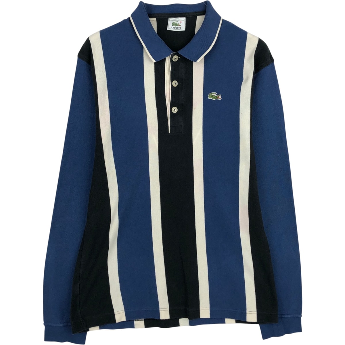 古着 ラコステ LACOSTE ストライプ柄 マルチストライプ 長袖 ポロシャツ 4 メンズM相当/eaa631873