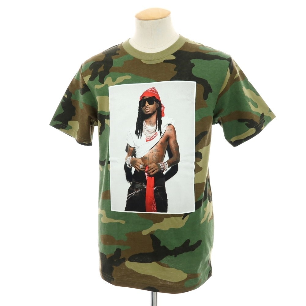 【中古】シュプリーム Supreme 2025年秋冬 Playboi Carti Tee コットン カモフラ 半袖Tシャツ グリーン【サイズS】【メンズ】
