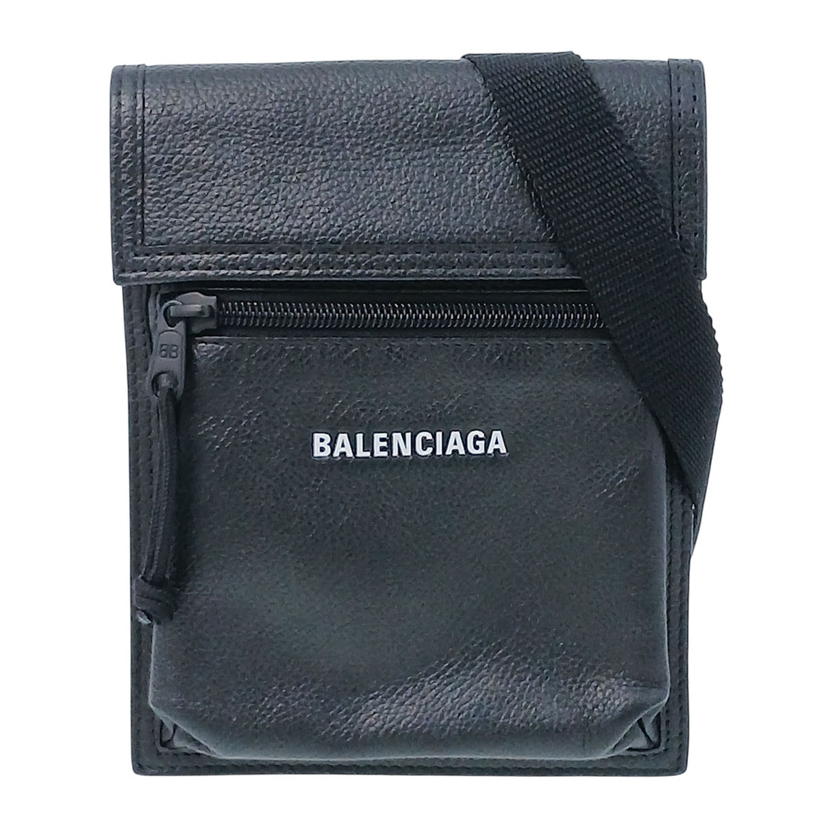 BALENCIAGA バレンシアガ エクスプローラー ポーチ ショルダーバッグ 655982 レザー ブラック  メンズ【中古】