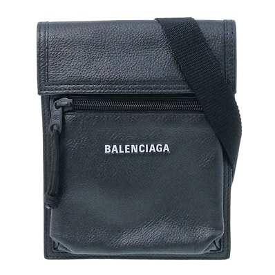 BALENCIAGA バレンシアガ エクスプローラー ポーチ ショルダーバッグ 655982 レザー ブラック メンズ【中古】