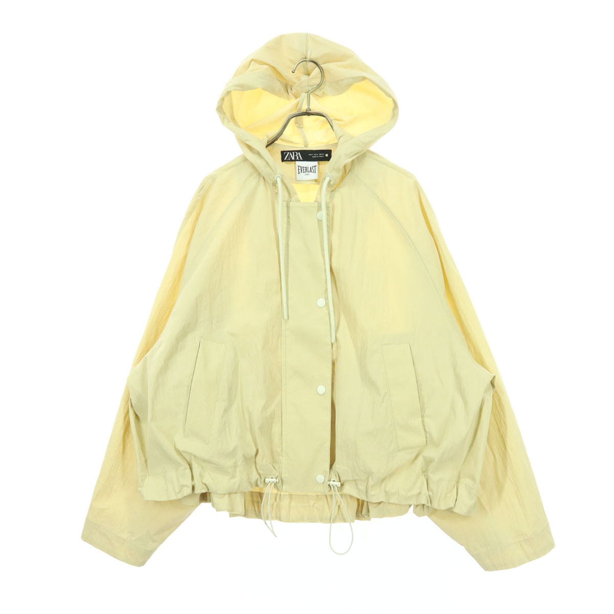 美品 ZARA ザラ クロップド丈 フーディジャケット M クリーム EVERLAST