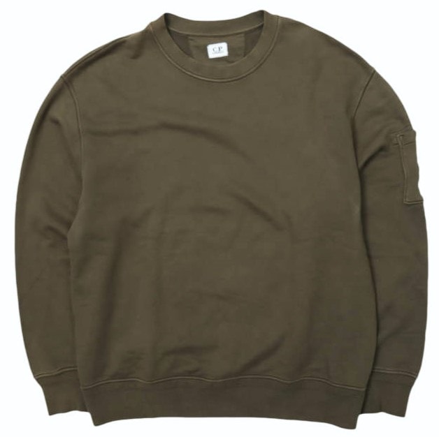 C.P.Company シーピーカンパニー DIAGONAL RAISED FLEECE LENS SWEATSHIRT レンズパッチ クルーネックスウェット 16CMSS098A-110044G L OLIVE トレーナー トップス g28438
