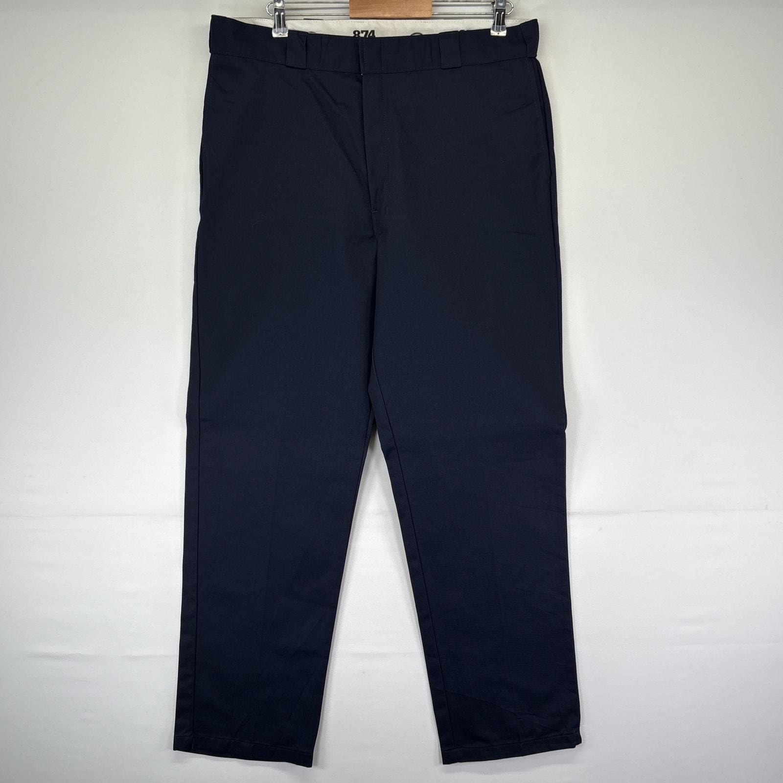 古着 ディッキーズ Dickies ワークパンツ 874 ワンポイントロゴ 長ズボン チノパン 大きいサイズ ジップフライ w38 L34 ネイビー メンズ