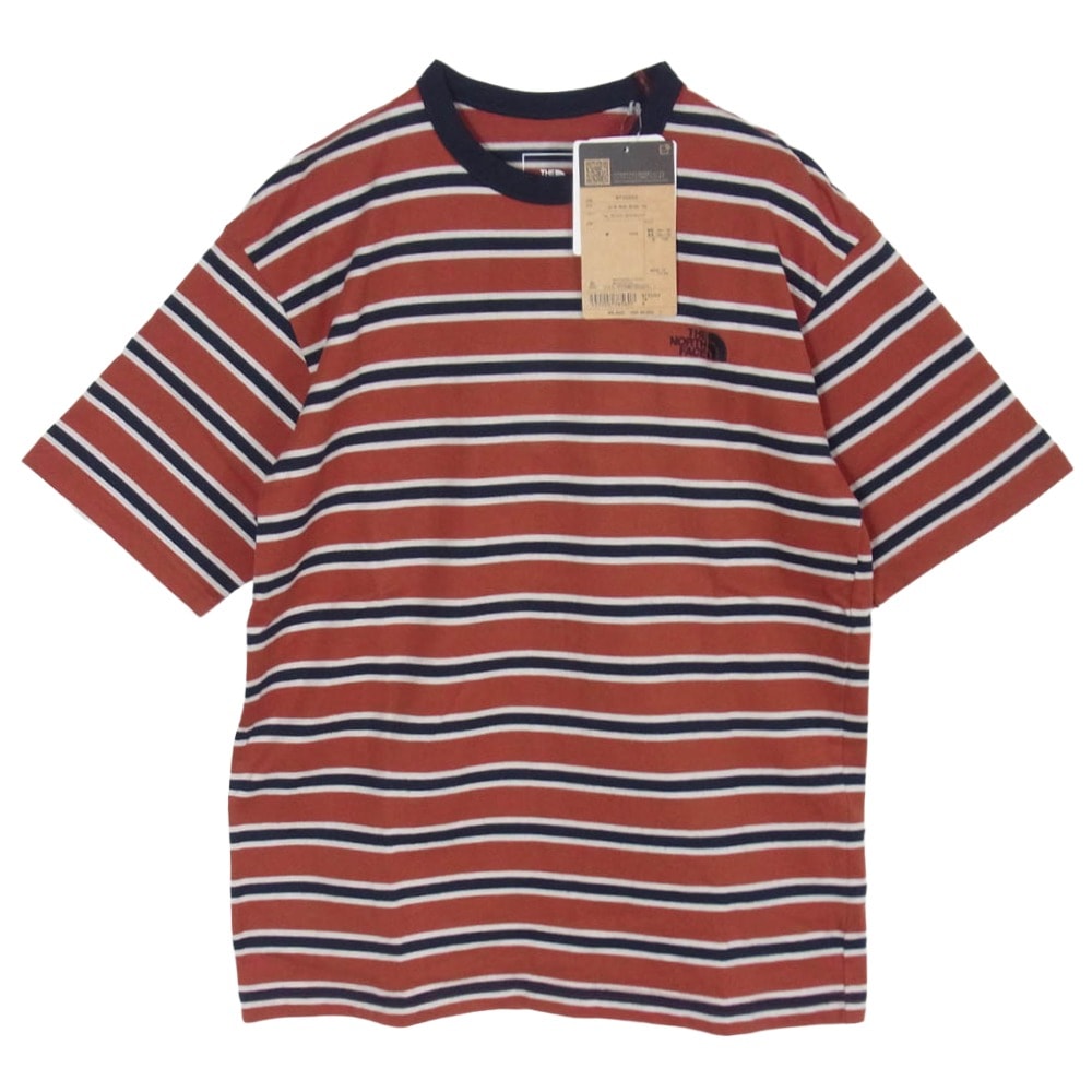 THE NORTH FACE ノースフェイス NT32253 S/S Multi Border Tee ショートスリーブ マルチ ボーダー 半袖 Tシャツ カットソー タンドリースパイスレッド S【新古品】【未使用】【中古】