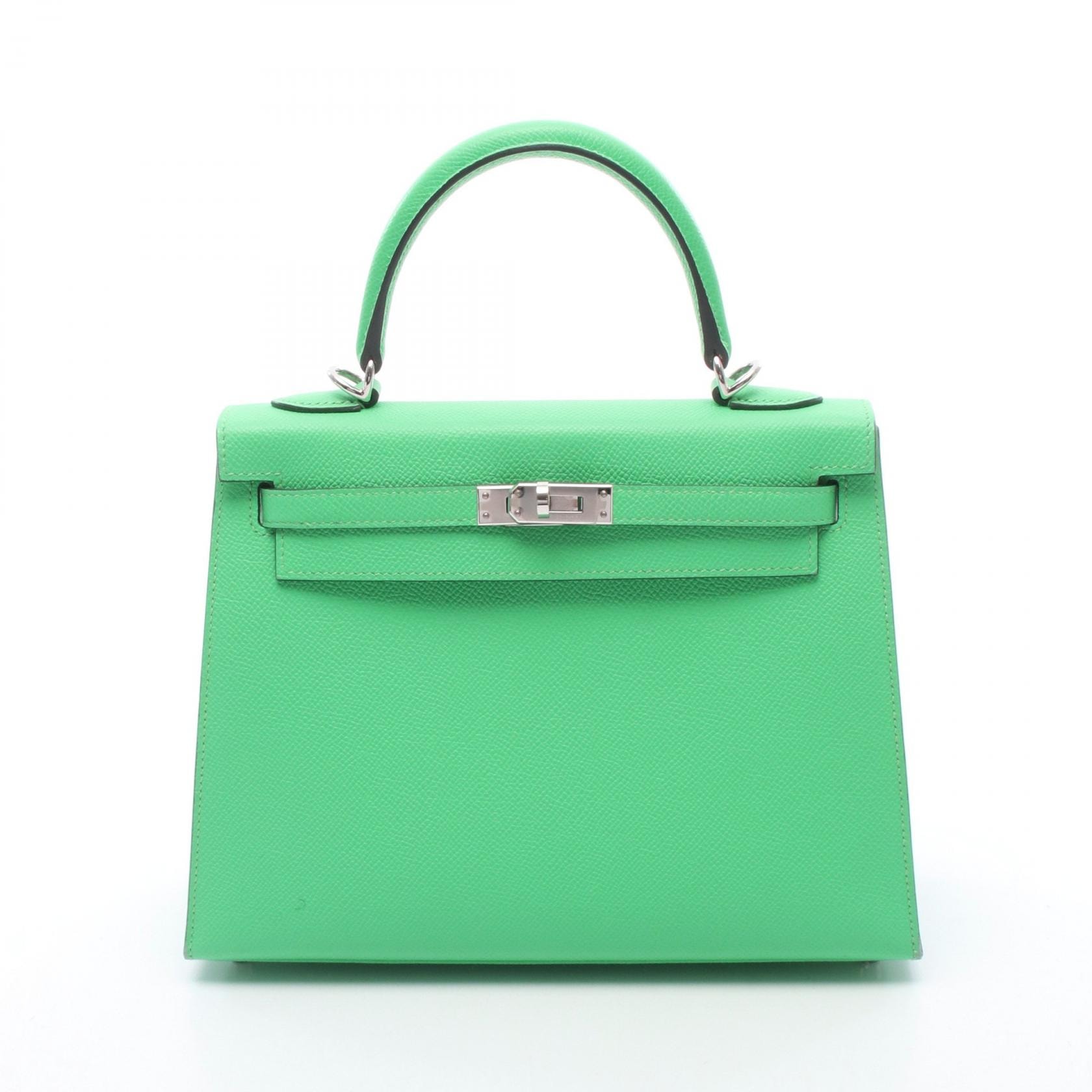 エルメス HERMES ケリー25 外縫い 2WAY ハンドバッグ バッグ レザー カーフ(牛革) ヴォーエプソン ヴォーエプソン ヴェールコミック B刻印(2023年製造) レディース グリーン系 038416CK 【中古】