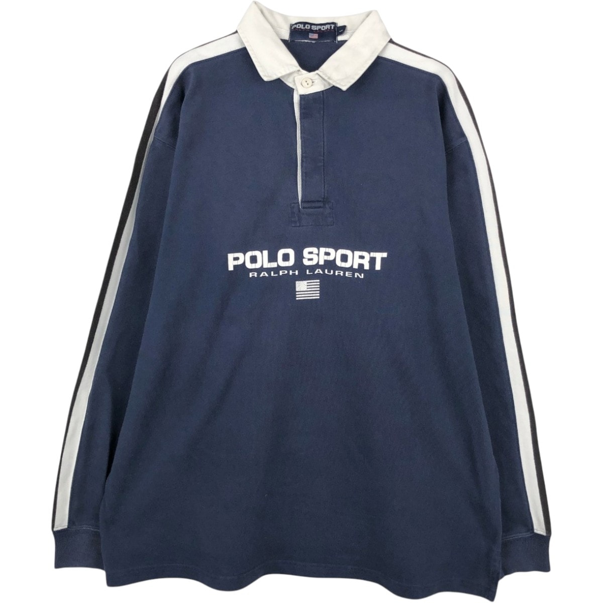 SMK【レア】POLO SPORTラガーシャツ 青 100%コットン D (傷や汚れあり)】古着 ラルフローレン Ralph Lauren POLO SPORT ポロ