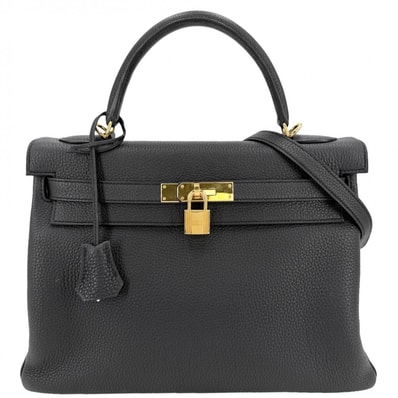HERMES エルメス 2WAY ケリー32 ハンドバッグ ショルダーバッグ 肩掛け 斜め掛け 内縫い C刻印 レザー ブラック 黒 ゴールド金具 レディース 美品 2018年【中古品】