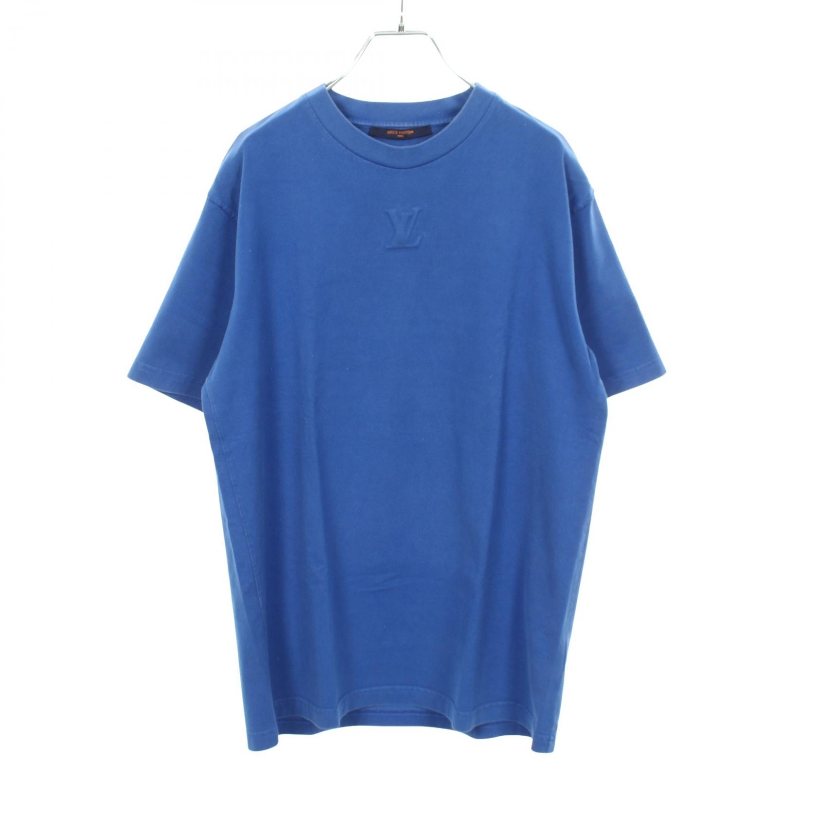 ルイ・ヴィトン LOUIS VUITTON エンボスLVロゴ 半袖Tシャツ 衣料品 トップス コットン メンズ ブルー系 RM222Q DT3 HNY55W 【中古】