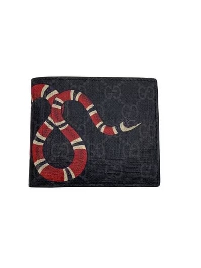 GUCCI Kingsnake Print GG Supreme Wallet "Black"