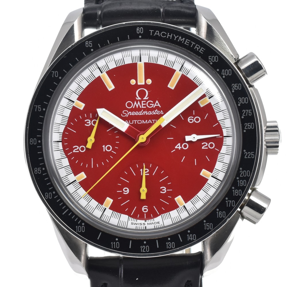 値下 オメガ OMEGA 3810.61.41 スピードマスター レーシング ミハエルシューマッハ 自動巻き メンズ 美品 腕時計 E#146422