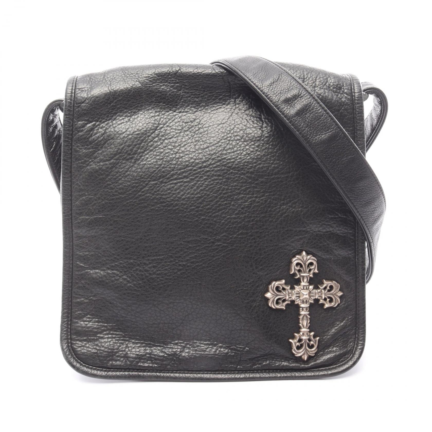 Chrome Hearts Filigree Cross Leather Shoulder Bag "Black"