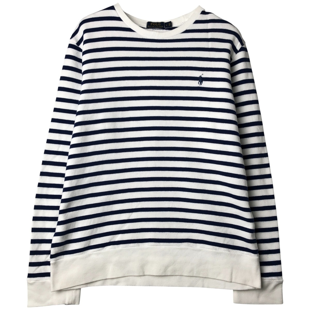 古着 ラルフローレン Ralph Lauren POLO RALPH LAUREN ボーダー柄 ロゴスウェットシャツ トレーナー メンズL相当/eaa480802