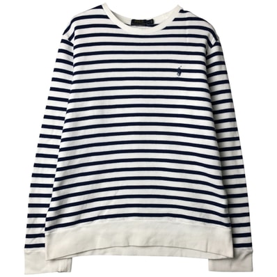 古着 ラルフローレン Ralph Lauren POLO RALPH LAUREN ボーダー柄 ロゴスウェットシャツ トレーナー メンズL相当/eaa480802