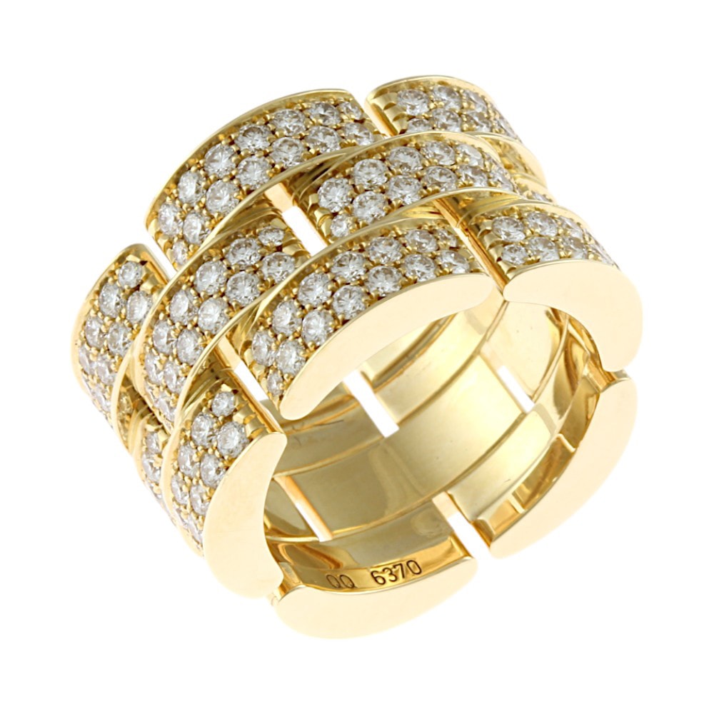 カルティエ マイヨンパンテール ダイヤモンド リング 指輪 13号 18金 K18イエローゴールド ダイヤモンド レディース CARTIER 中古