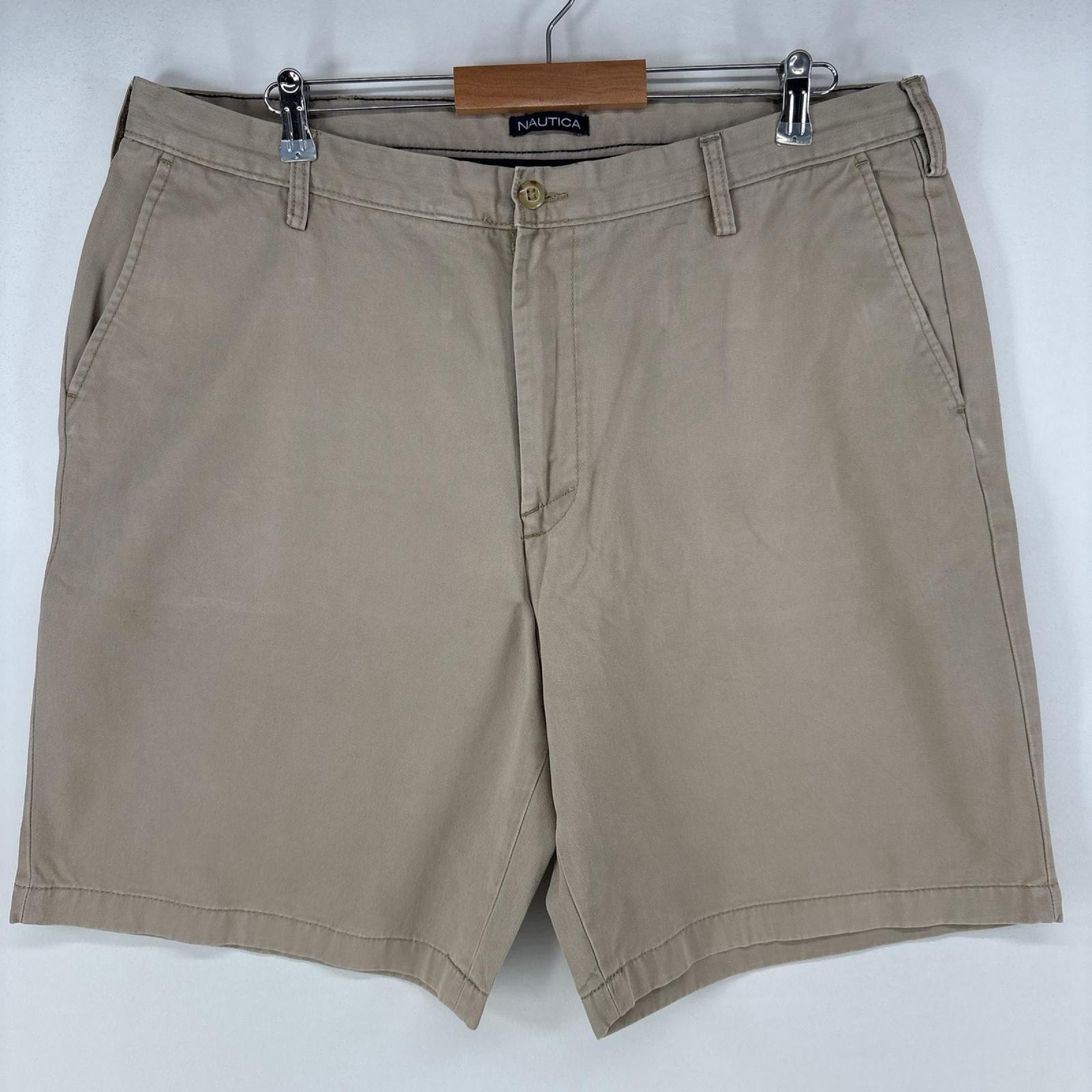 古着 ノーティカ NAUTICA ショートパンツ チノパン ワンポイントロゴ ジップ ハーフパンツ 大きいサイズ w40 ベージュ メンズ