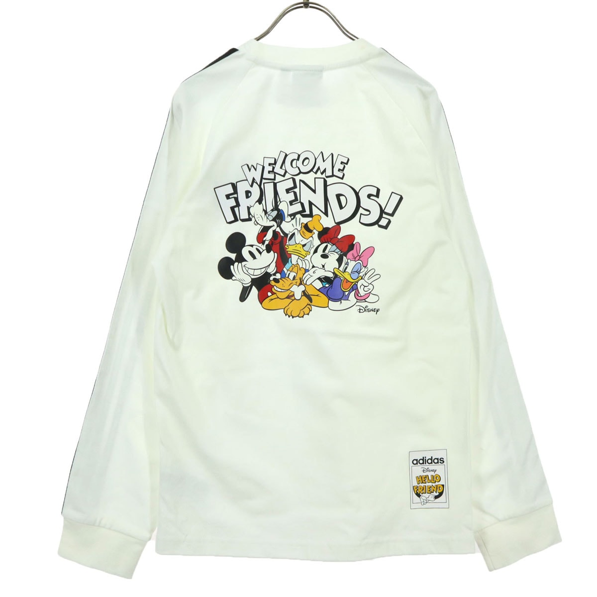 adidas アディダス Disney ディズニー コラボ トレフォイルロゴ バックプリント柄 長袖 Tシャツ S アイボリー ロンT