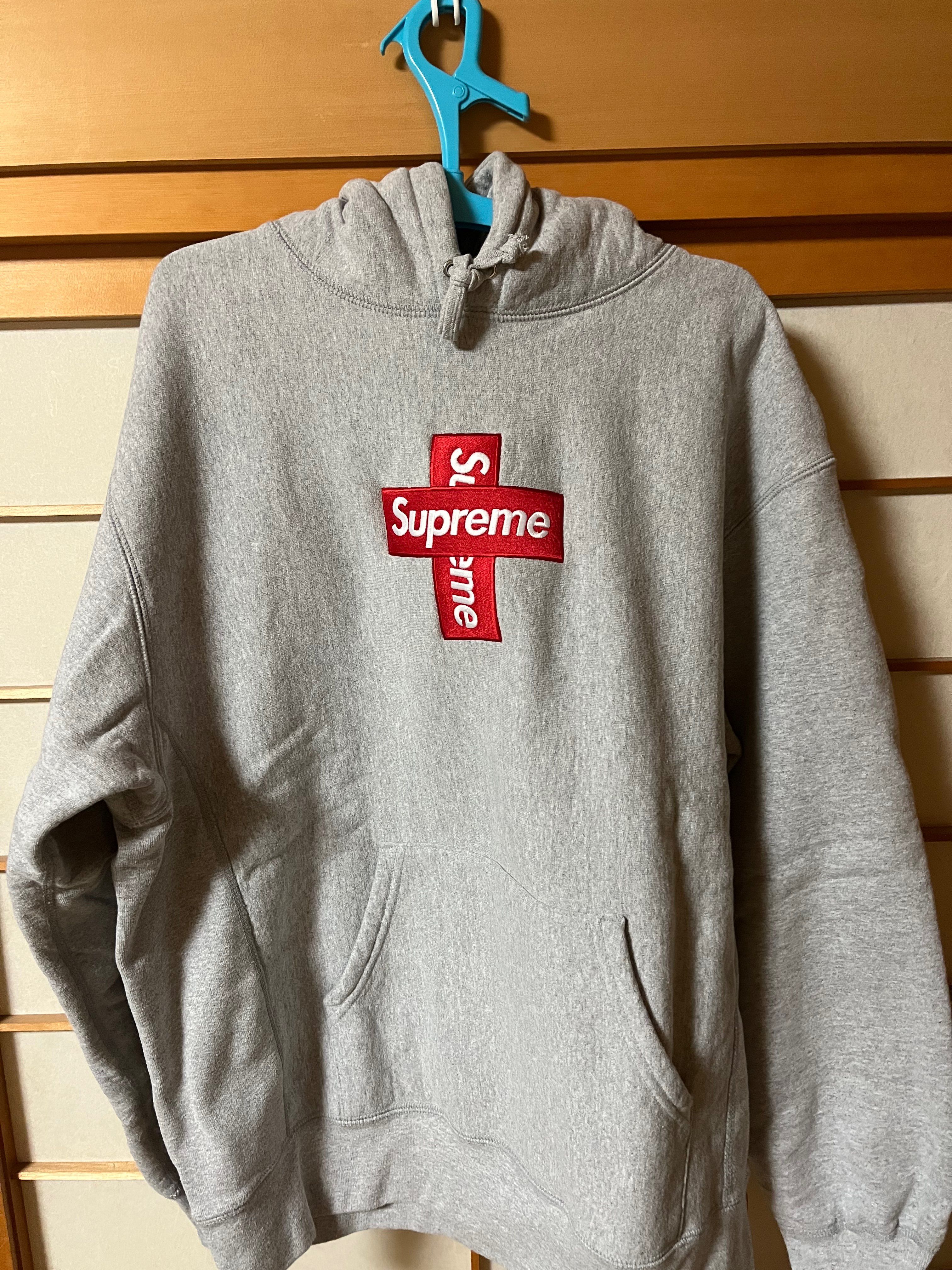 Supreme Cross Box Logo Hooded Sweatshirt "Grey"