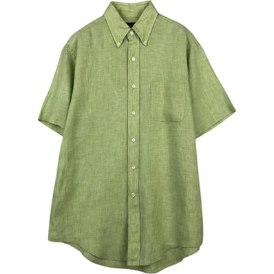 古着 ブルックスブラザーズ Brooks Brothers 半袖 リネン ボタンダウンシャツ メンズM相当/eaa641623