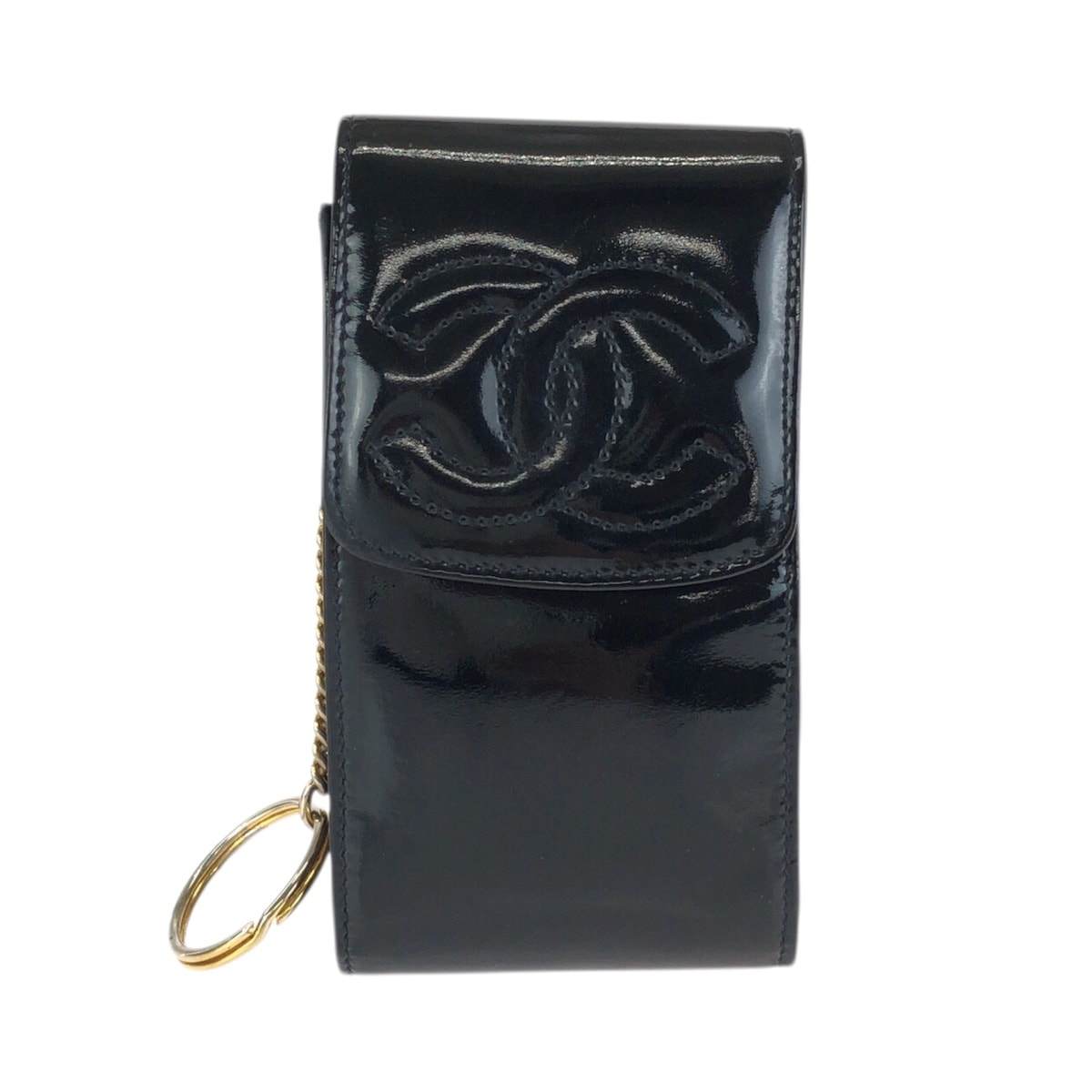 CHANEL シャネル ココマーク ブラック 黒 ゴールド金具 エナメル 小物入れ シガレットケース 男女兼用 601741 【中古】