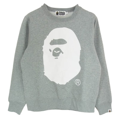 A BATHING APE アベイシングエイプ スウェット 001GDM201002H フロントプリント クルーネック スウェット グレー系 S【新古品】【未使用】【中古】