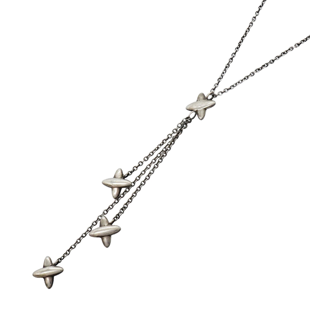 【6jgb0659】ティファニー ネックレス シグネチャートリプル/ドロップ シルバー925【中古】レディース