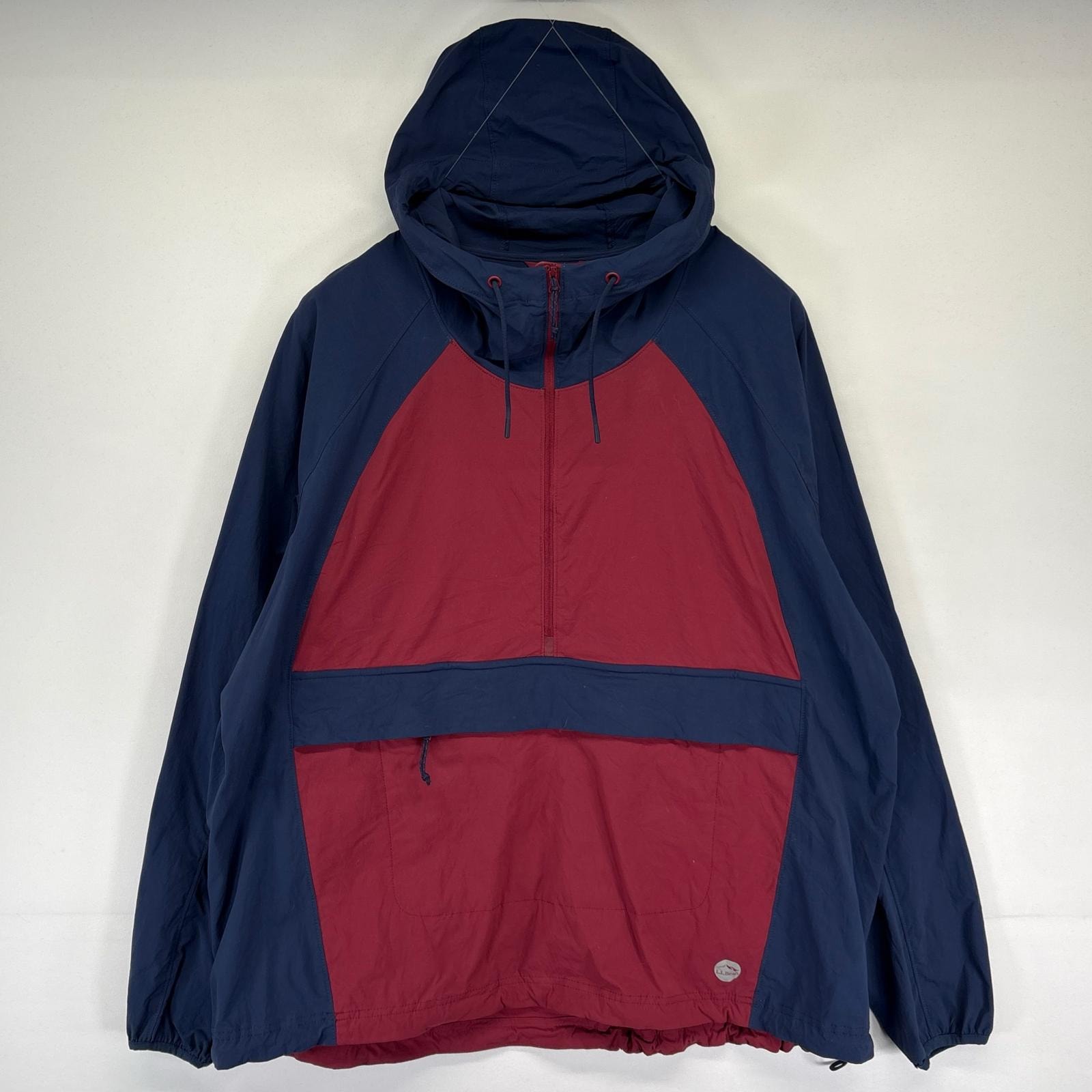 古着 エルエルビーン L.L.Bean ジャケット アノラックパーカー ナイロンジャケット ワンポイントロゴ 2X  ネイビー系 レディース