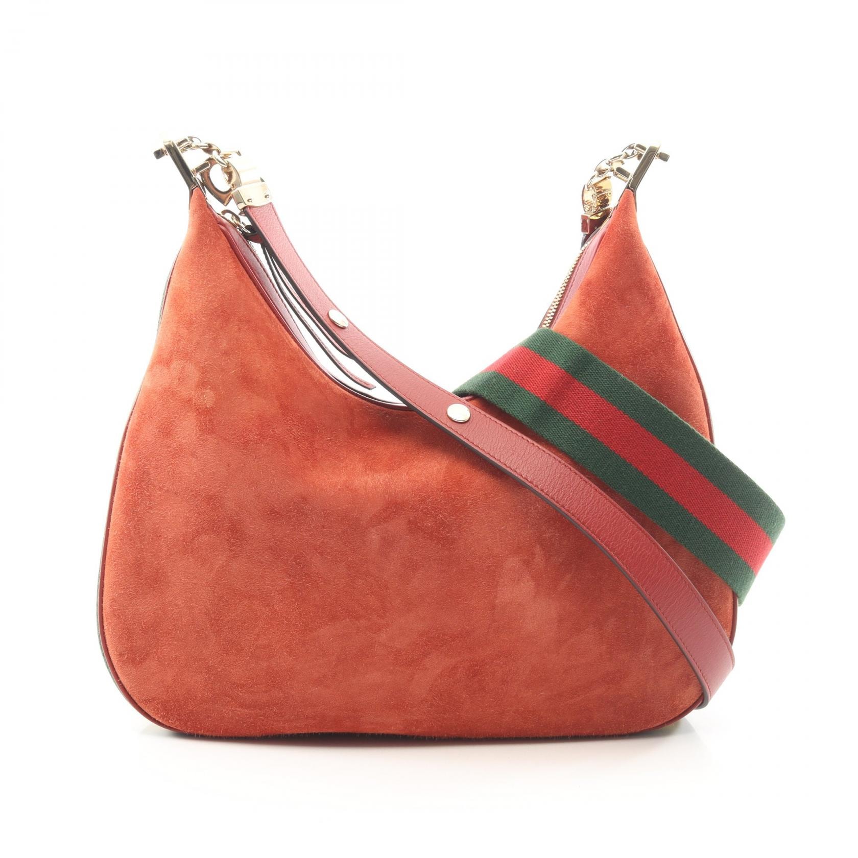 グッチ GUCCI アタッシエ ミディアム 2WAY ショルダーバッグ バッグ スウェード レザー レディース レッド系 / グリーン系 / イエロー系 702823 【中古】