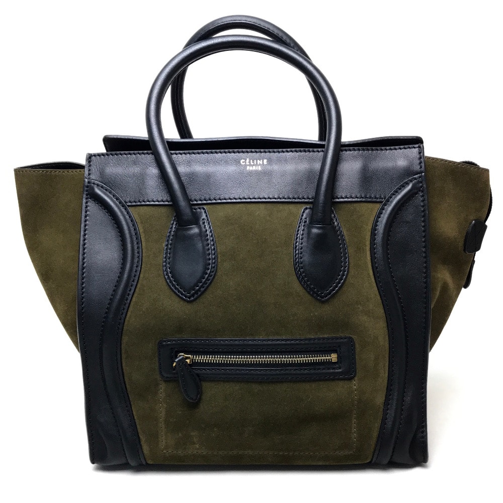 セリーヌ CELINE ラゲージ ミニショッパー 165213 カバン ショルダーバッグ 肩掛けバッグ バッグ トートバッグ スエード/レザー カーキ