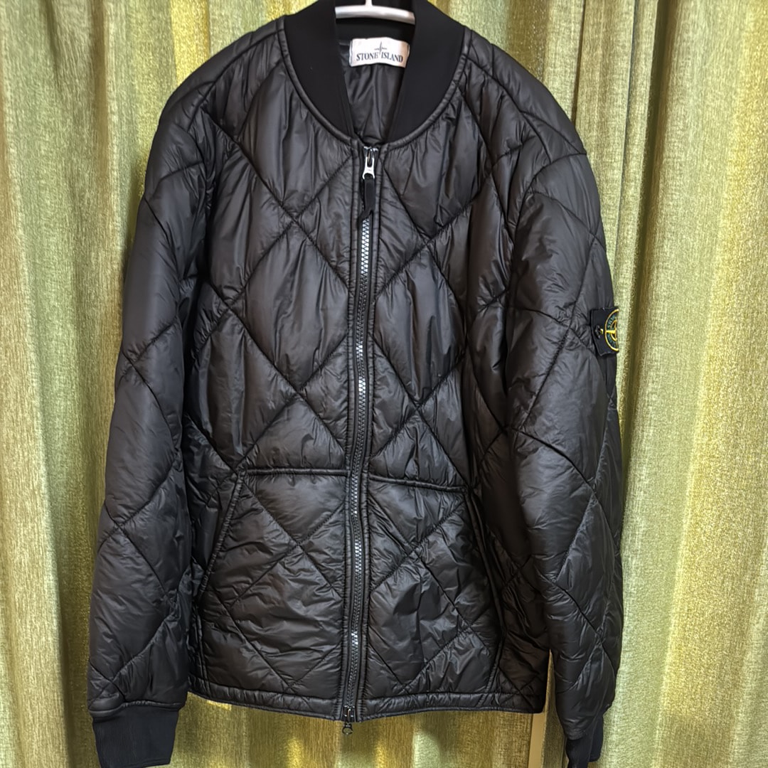 stone island garment dyed quilted micro yarn ストーンアイランド　キルティングジャケット　M ブラック　ダウン