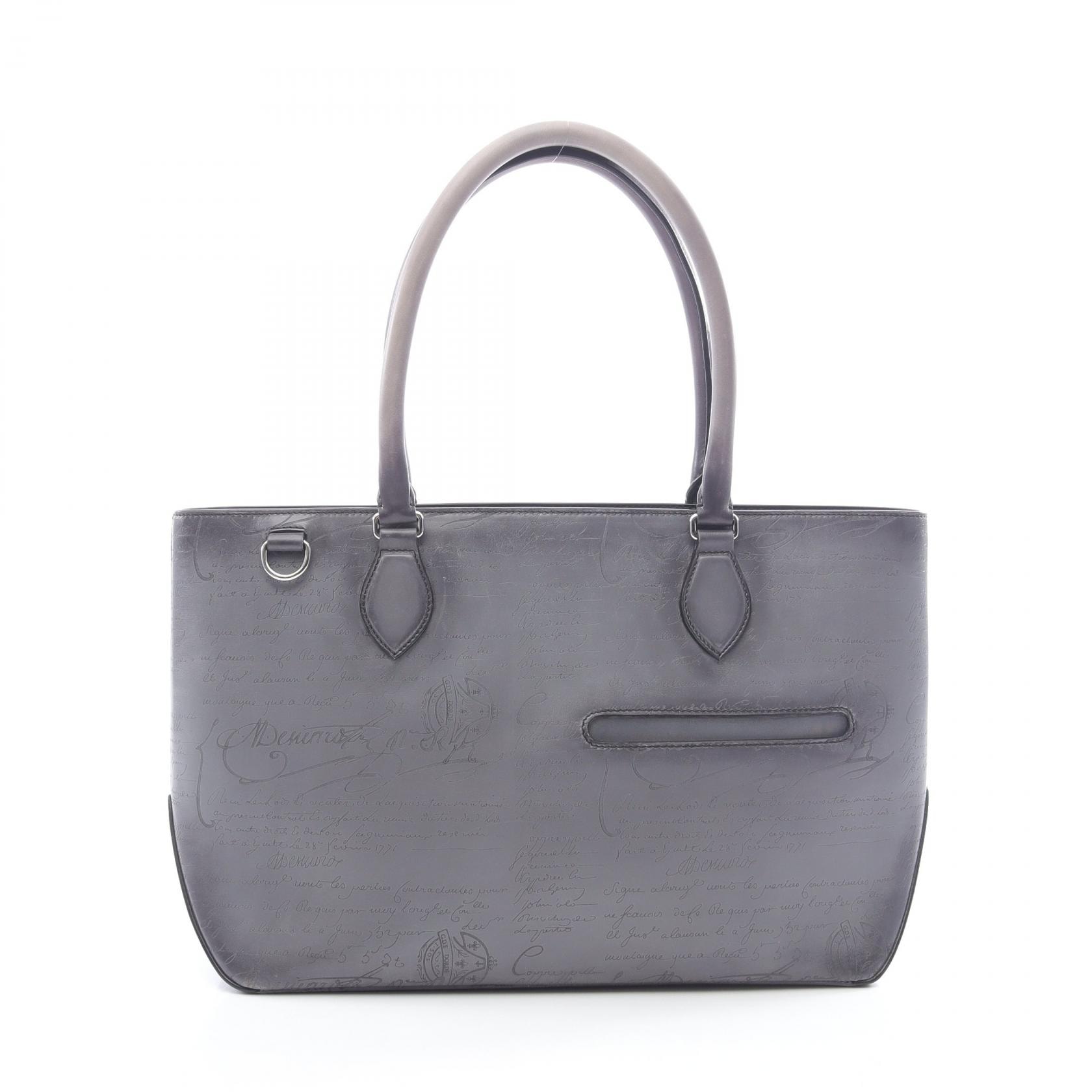 ベルルッティ Berluti トゥジュール ミニ カリグラフィ トートバッグ バッグ レザー メンズ グレー系 【中古】