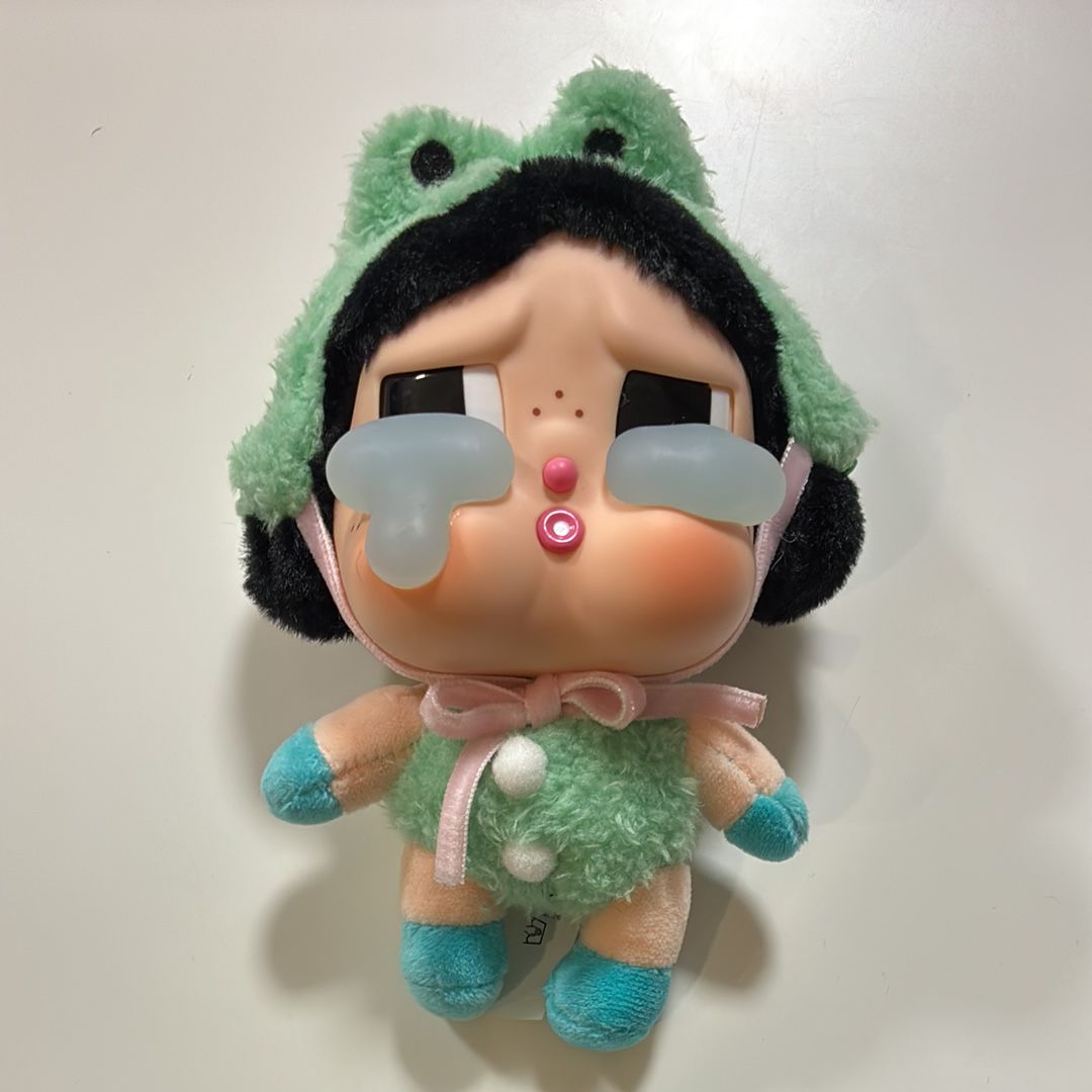 POP MART CRYBABY Crying Again Series Face Plush WHAT A FROG