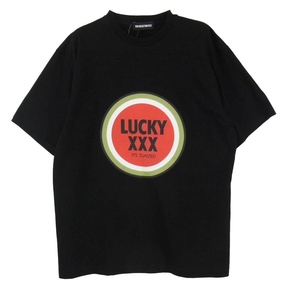 GOD SELECTION XXX ゴッドセレクション Ｔシャツ 23AW GX-A24-ST-06 LUCKY XXX ラッキートリプルエックス ロゴプリント クルーネック 半袖 Tシャツ ブラック系 L【中古】