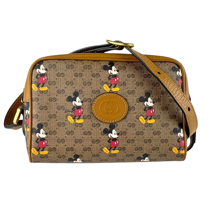 グッチ GUCCI 斜め掛けショルダーバッグ GUCCI x Disney PVC ブラウン ゴールド レディース 602536【中古】 z9232