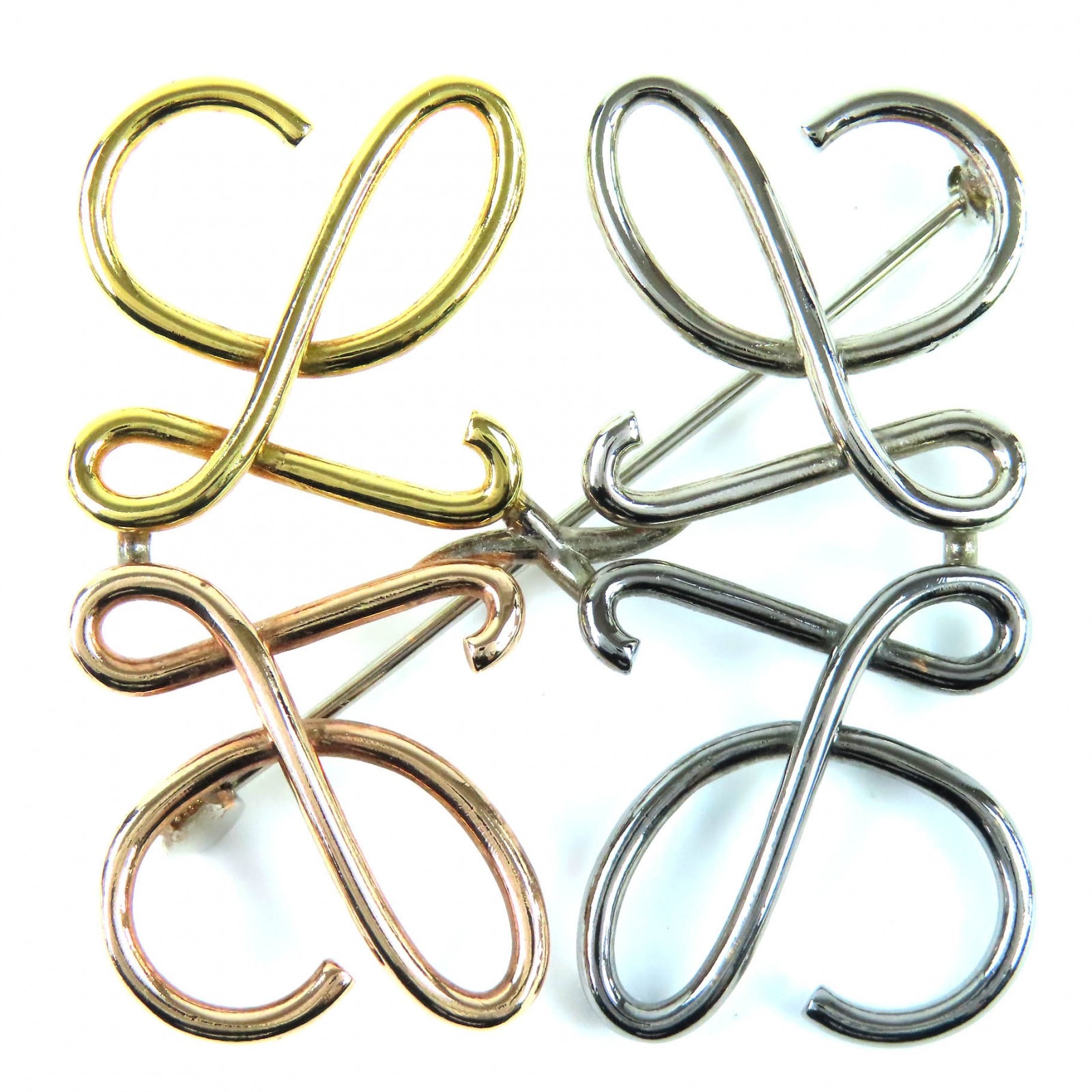 極美品 ロエベ ブローチ ゴールド シルバー レディース