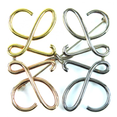 極美品 ロエベ ブローチ ゴールド シルバー レディース