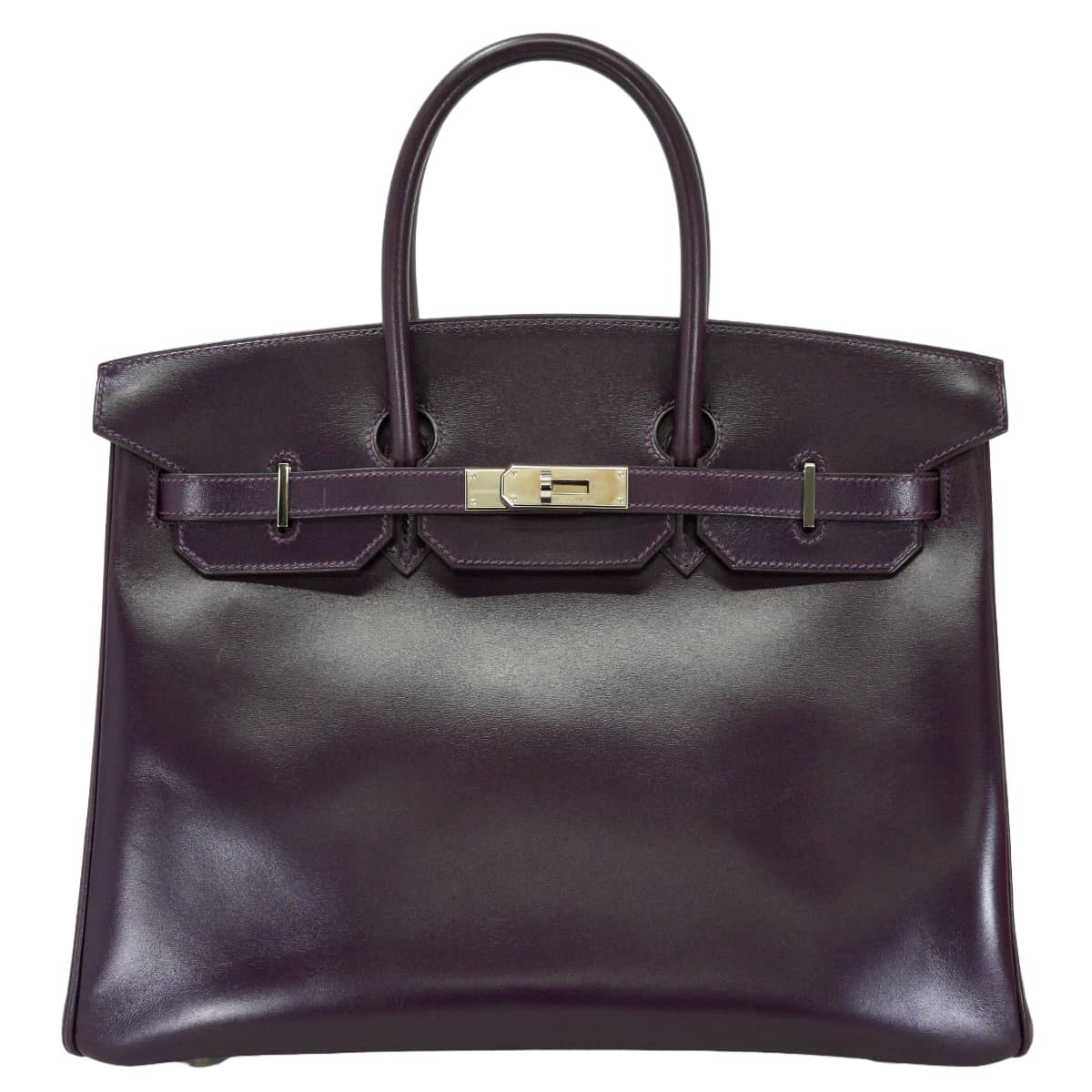 HERMES エルメス ハンドバッグ バーキン35 レザン ボックスカーフ シルバー金具 □F刻印 新品同様【中古】
