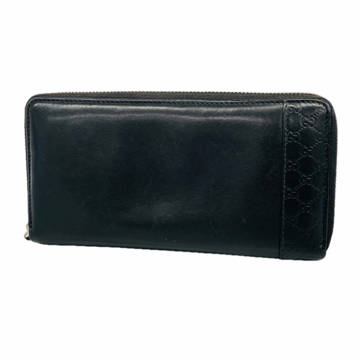 ★SALE【6dd5040】グッチ 長財布 マイクログッチシマ 256439 レザー ブラック シルバー金具【中古】メンズ